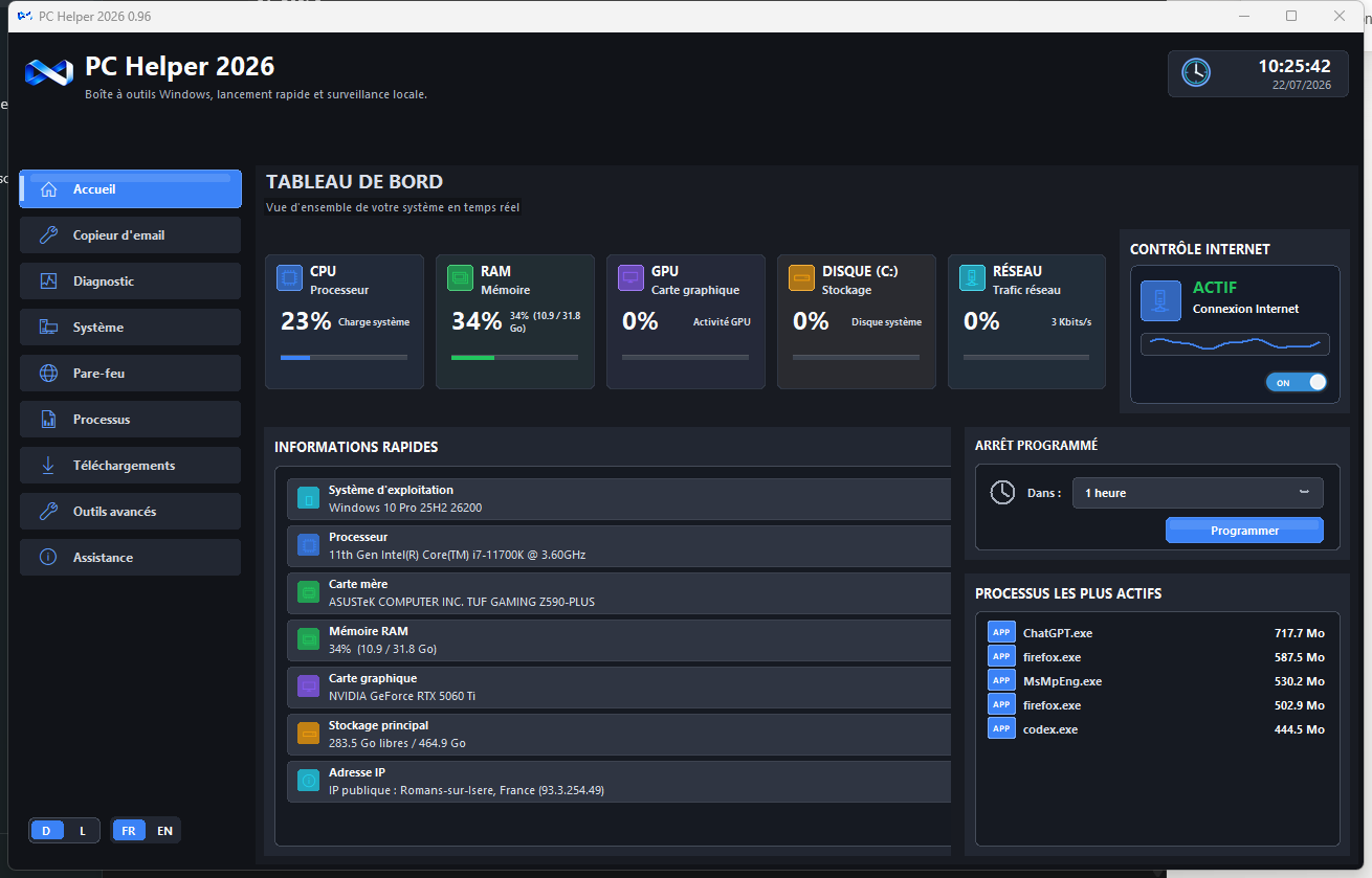 Aperçu de l’application PC Helper 2026